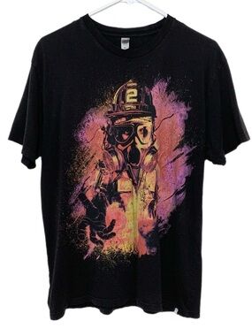 Firefighter Gas Mask Graphic T-Shirt